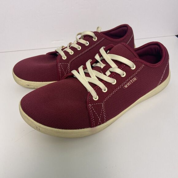 WHITIN Minimalist Red Canvas Sneakers with White Soles and Laces Sz 11 EU 45 - Picture 1 of 8